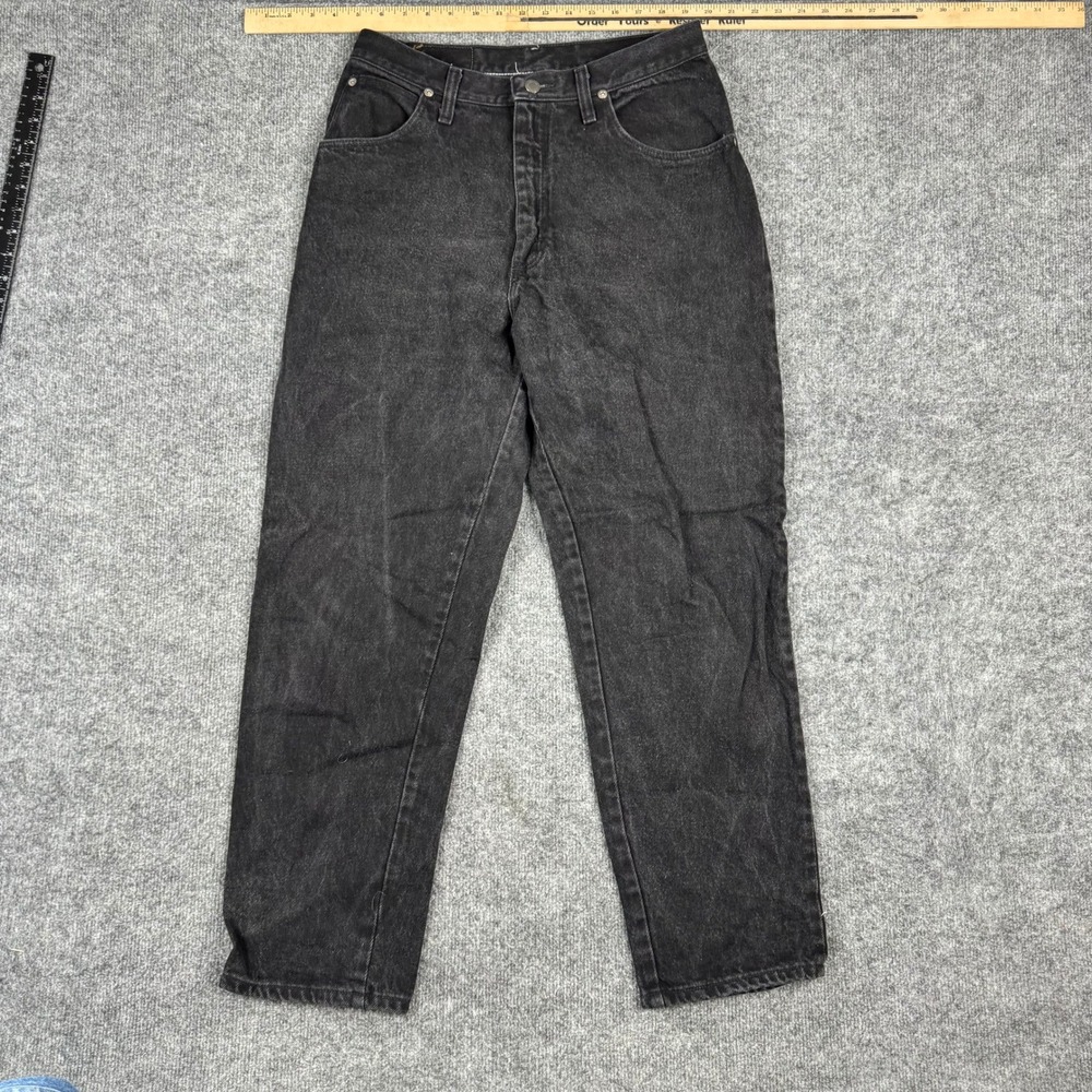 Wrangler Jeans Womens Size 12 Black Straight Leg High Rise Denim Made in USA